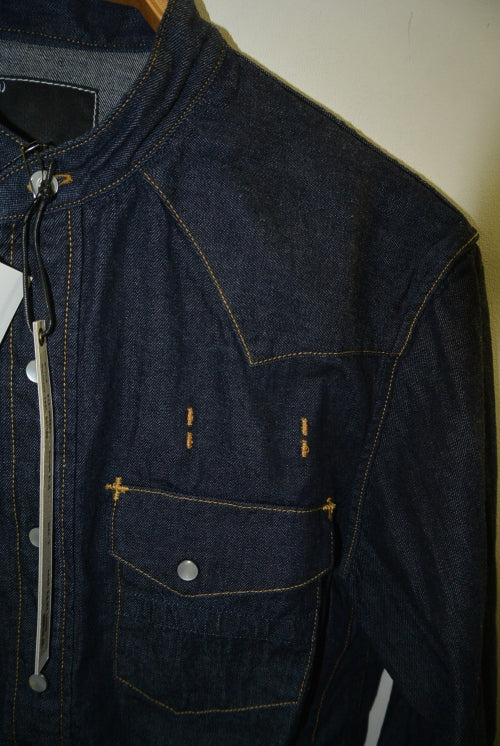 2016 S/S n(n) BY NUMBER (N)INE　BAND COLLAR　WESTERN SHIRTS_DENIM(WASHED) BLUE