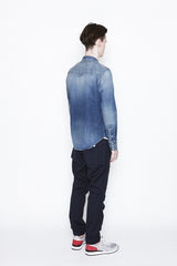 2016 S/S n(n) BY NUMBER (N)INE　BAND COLLAR WESTERN SHIRTS_DENIM(DAMAGE) BLUE