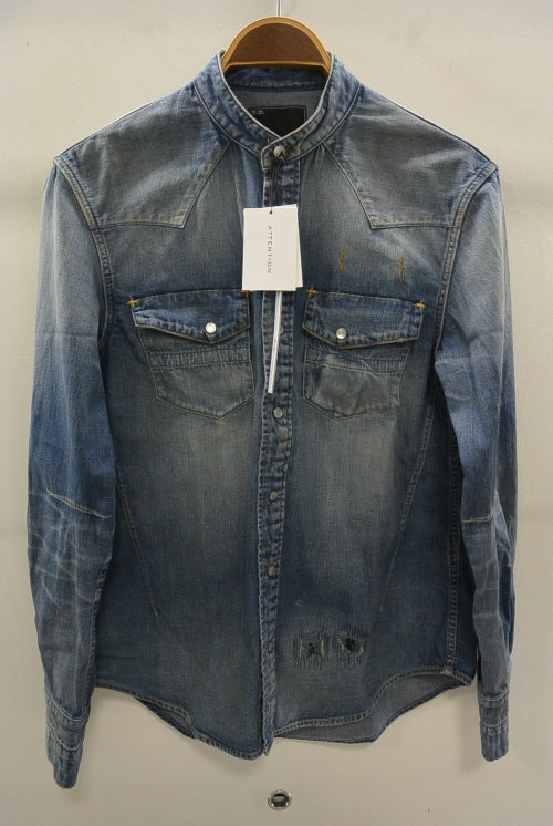 2016 S/S n(n) BY NUMBER (N)INE　BAND COLLAR WESTERN SHIRTS_DENIM(DAMAGE) BLUE