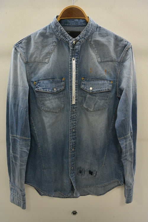 2016 S/S n(n) BY NUMBER (N)INE　BAND COLLAR WESTERN SHIRTS_DENIM(DAMAGE) LIGHT BLUE 
