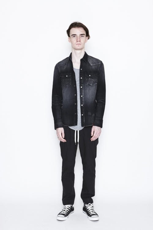 2016 S/S n(n) BY NUMBER (N)INE　WESTERN SHIRTS_DENIM(DAMAGE) BLACK