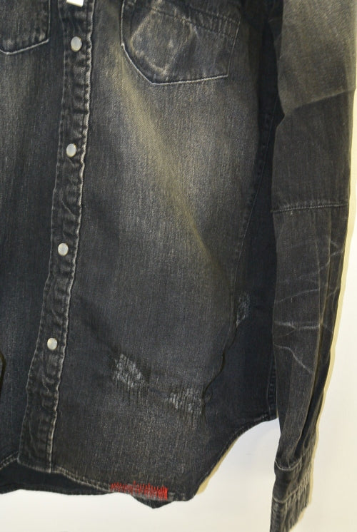 2016 S/S n(n) BY NUMBER (N)INE　WESTERN SHIRTS_DENIM(DAMAGE) BLACK