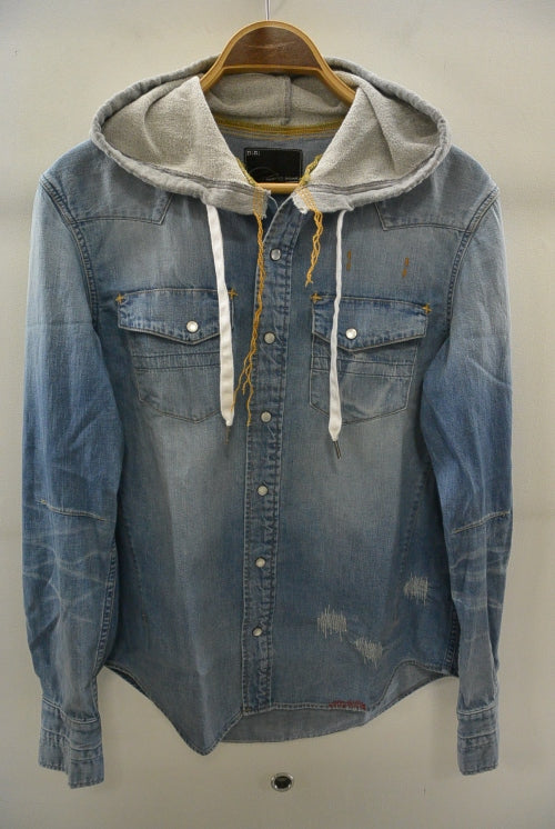 2016 S/S n(n) BY NUMBER (N)INE　HOODED WESTERN SHIRTS_DENIM(DAMAGE) LIGHT BLUE 