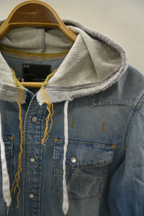 2016 S/S n(n) BY NUMBER (N)INE　HOODED WESTERN SHIRTS_DENIM(DAMAGE) LIGHT BLUE 
