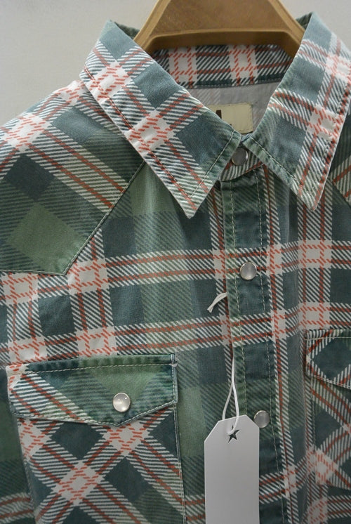 2016 S/S M / original madras cut off check shirts (green)