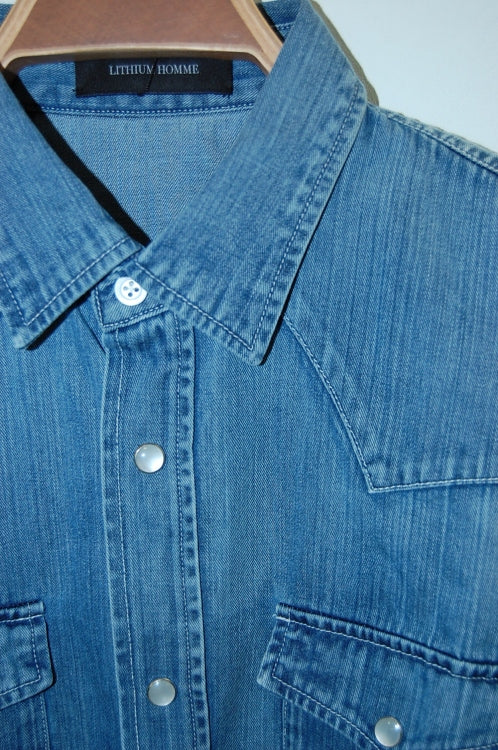 2014 S/S LITHIUM HOMME DUNGAREE-DENIM WESTERN SHIRT  L-INDIGO