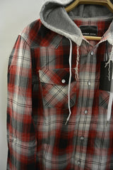 2017 S/S NUMBER (N)INE HOODED WESTERN SHIRTS_OMBRE CHECK RED
