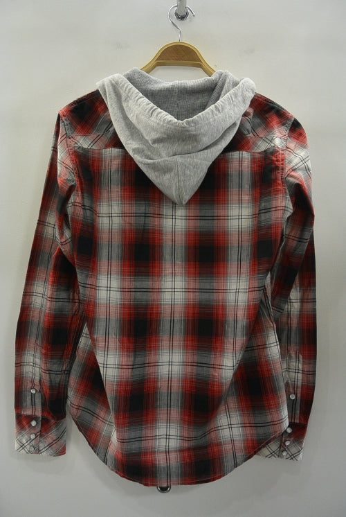 2017 S/S NUMBER (N)INE HOODED WESTERN SHIRTS_OMBRE CHECK RED