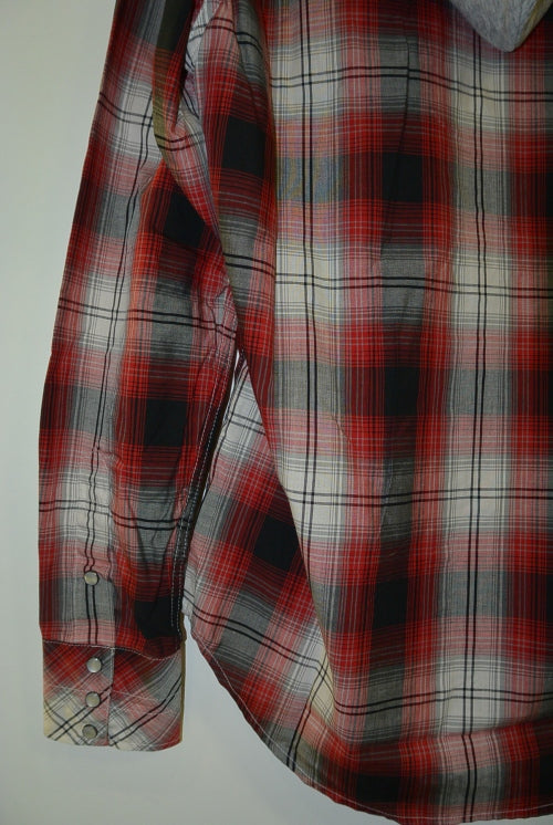 2017 S/S NUMBER (N)INE HOODED WESTERN SHIRTS_OMBRE CHECK RED