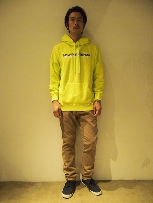 2018 S/S M reverse sweat pull over hoodie (FUCK YOU FRIENDS) (high light yellow)