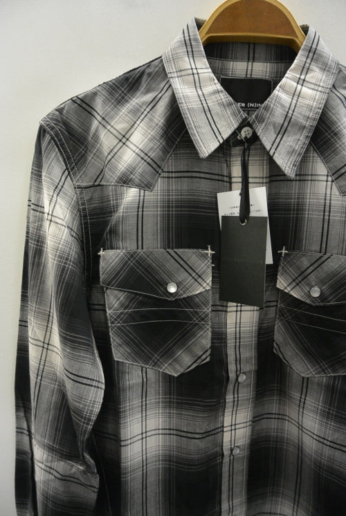 2017 S/S NUMBER (N)INE WESTERN SHIRTS_OMBRE CHECK BLACK