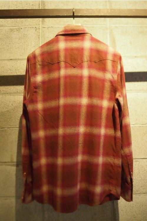 2017 S/S M original smoky ombre check western shirts BURGUNDY