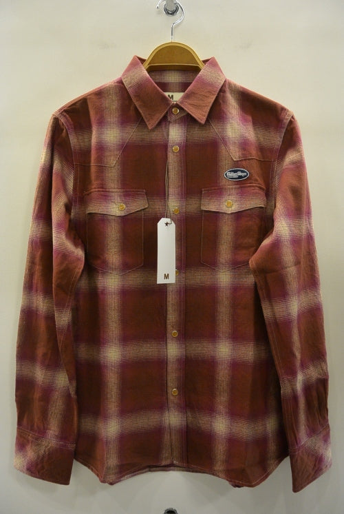 2017 S/S M original smoky ombre check western shirts BURGUNDY