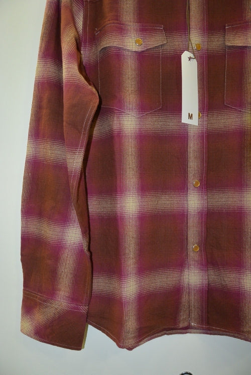 2017 S/S M original smoky ombre check western shirts BURGUNDY
