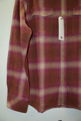 2017 S/S M original smoky ombre check western shirts BURGUNDY