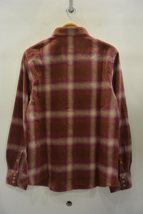 2017 S/S M original smoky ombre check western shirts BURGUNDY