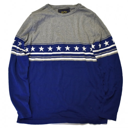 2016 S/S MARBLES Cotton Intarsia Knit Border NAVY