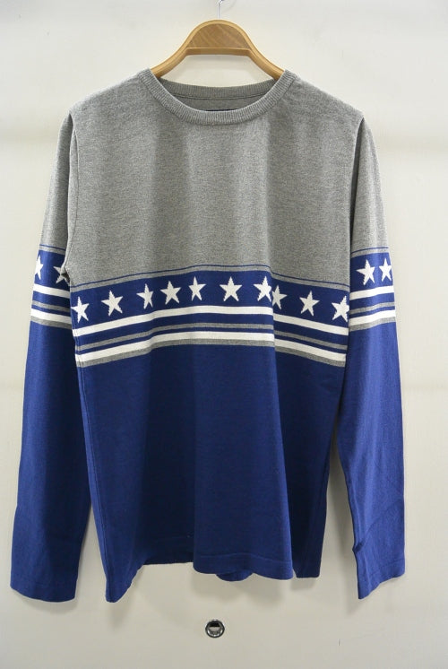 2016 S/S MARBLES Cotton Intarsia Knit Border NAVY