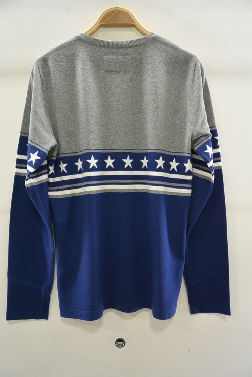 2016 S/S MARBLES Cotton Intarsia Knit Border NAVY