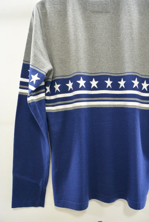 2016 S/S MARBLES Cotton Intarsia Knit Border NAVY