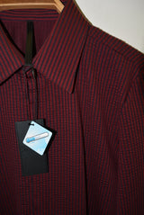 2017 S/S GalaabenDコットンハイゲージサッカーストライプshirt BORDEAUX×BLUE