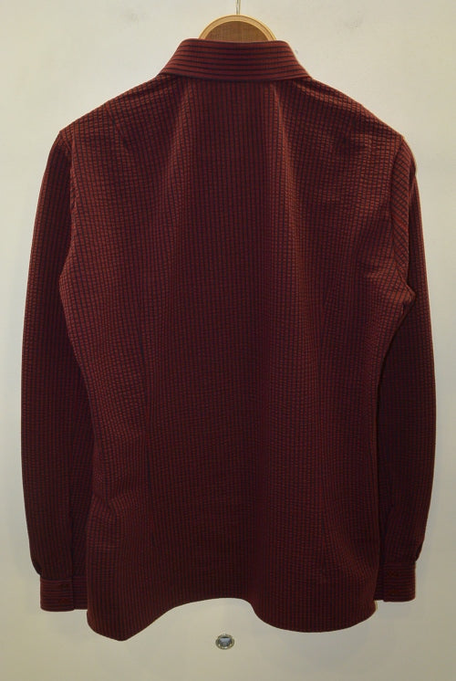 2017 S/S GalaabenDコットンハイゲージサッカーストライプshirt BORDEAUX×BLUE