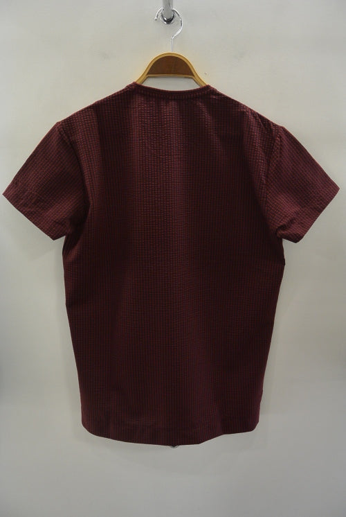 2017 S/S GalaabenDコットンハイゲージサッカーストライプcrew neck BORDEAUX×BLUE