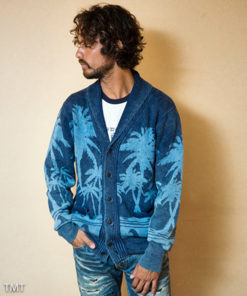 2018 S/S TMT INDIGO PARM-TREE JACQUARD KNIT CARDIGAN