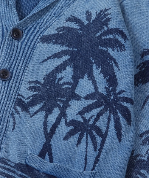 2018 S/S TMT INDIGO PARM-TREE JACQUARD KNIT CARDIGAN