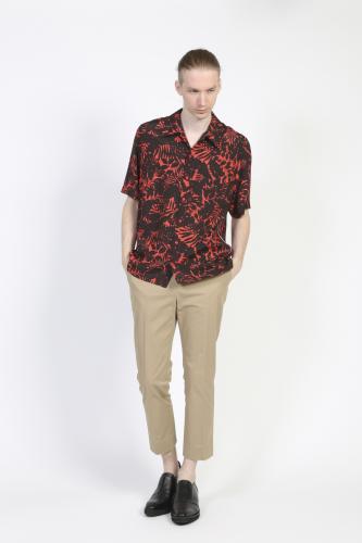 2018 S/S GalaabenD RyエットワイルドリーフPT open color shirts  side-line RED×BLACK