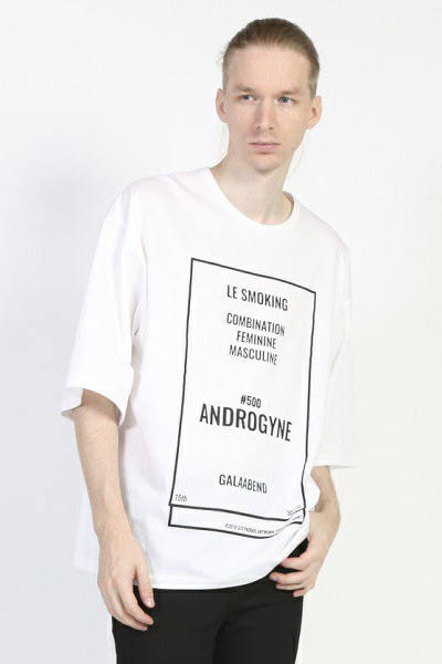 2018 S/S GalaabenD 30/1シルケット天竺 over size print tee WHITE