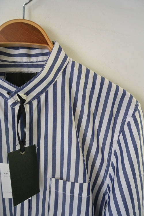 2017 S/S NUMBER (N)INE BAND COLLAR FLY FRONT SHIRTS_STRIPE 
