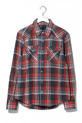 2015 S/S n(n) BY NUMBER (N)INE WESTERN SHIRTS__CHECK BLACKxRED