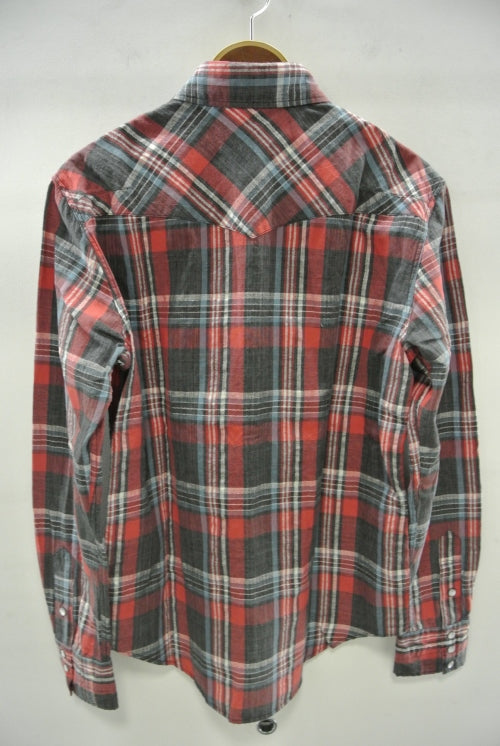 2015 S/S n(n) BY NUMBER (N)INE WESTERN SHIRTS__CHECK BLACKxRED