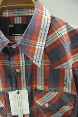 2015 S/S n(n) BY NUMBER (N)INE WESTERN SHIRTS__CHECK GRAYxORANGE
