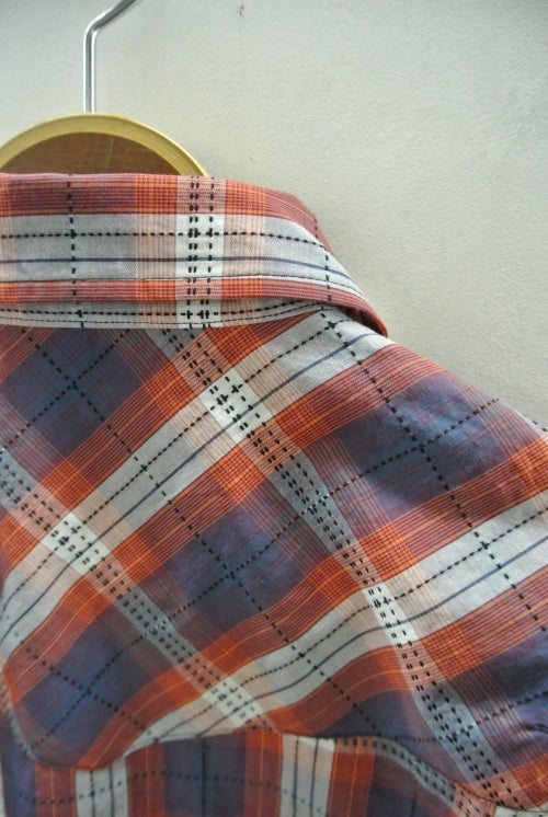 2015 S/S n(n) BY NUMBER (N)INE WESTERN SHIRTS__CHECK GRAYxORANGE