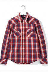 2015 S/S n(n) BY NUMBER (N)INE WESTERN SHIRTS__CHECK GRAYxORANGE