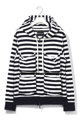 2015 S/S NUMBER (N)INE PILE FOODED ZIP BOX POKET PARKA WHITE x NAVY