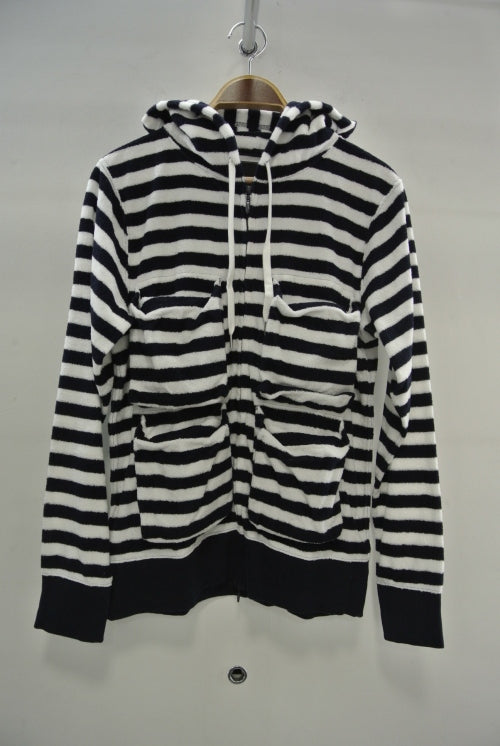 2015 S/S NUMBER (N)INE PILE FOODED ZIP BOX POKET PARKA WHITE x NAVY