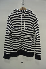 2015 S/S NUMBER (N)INE PILE FOODED ZIP BOX POKET PARKA WHITE x NAVY