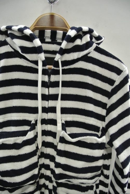 2015 S/S NUMBER (N)INE PILE FOODED ZIP BOX POKET PARKA WHITE x NAVY