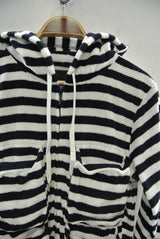 2015 S/S NUMBER (N)INE PILE FOODED ZIP BOX POKET PARKA WHITE x NAVY
