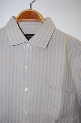 2014 S/S JAMA RICO Linen Stripe Wide Collor Shirt BEIGE×GRAY