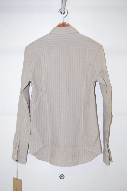 2014 S/S JAMA RICO Linen Stripe Wide Collor Shirt BEIGE×GRAY