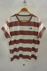 2017 S/S M washed print border big silhouette t-shirts used white×burgundy