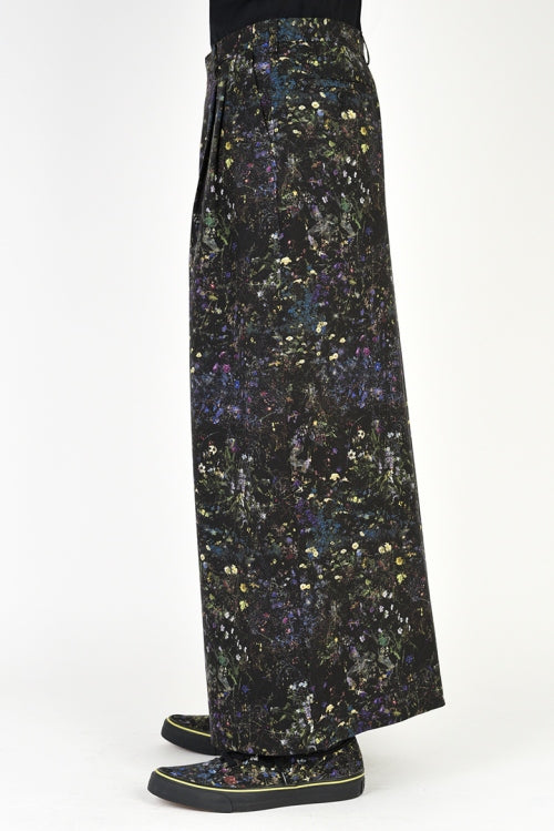2021 S/S LAD MUSICIAN SMALL FLOWER 2TUCK CROPPED WIDE SLACKS