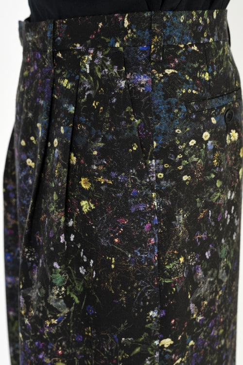 2021 S/S LAD MUSICIAN SMALL FLOWER 2TUCK CROPPED WIDE SLACKS