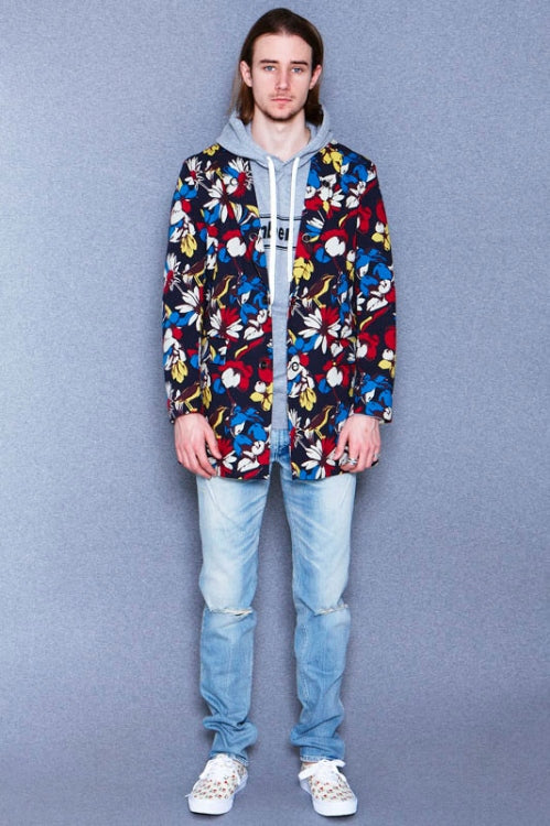 2015 S/S NUMBER (N)INE  LONG JACKET NAVY FLOWER