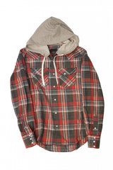 2015 S/S n(n) BY NUMBER (N)INE FOODED WESTERN SHIRTS__CHECK BLACKxRED