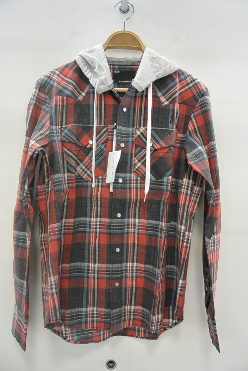 2015 S/S n(n) BY NUMBER (N)INE FOODED WESTERN SHIRTS__CHECK BLACKxRED
